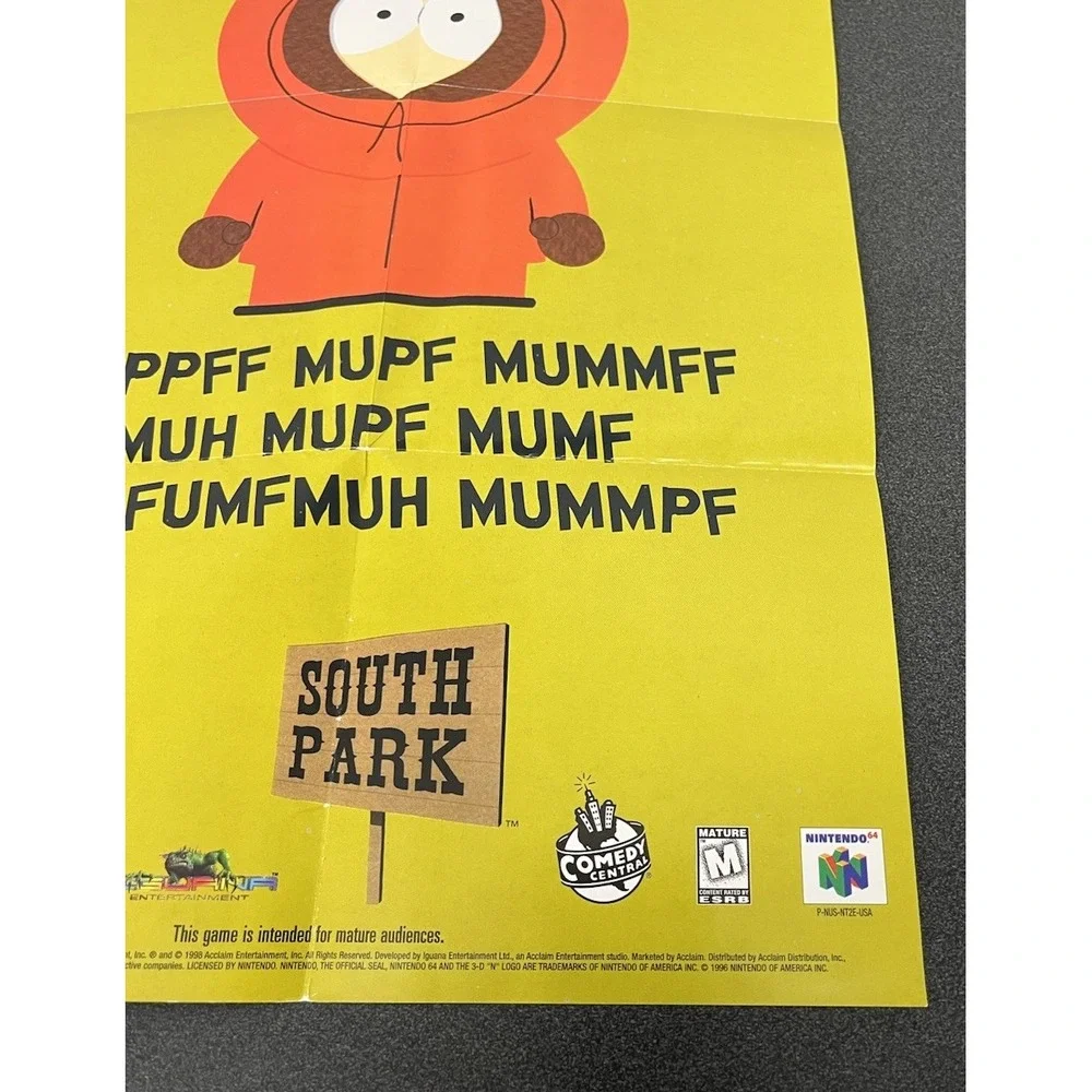 Shadow Man South Park N64 Authentic Poster Insert Only Nintendo 64 Two-Sided